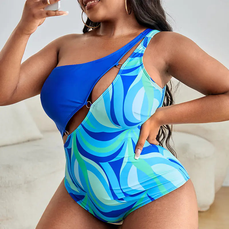 Plus Size Printed Slim Fit One-Piece Women's Swimsuit