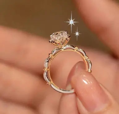 18k Plated Moissanite Diamond Ring with Floral Design