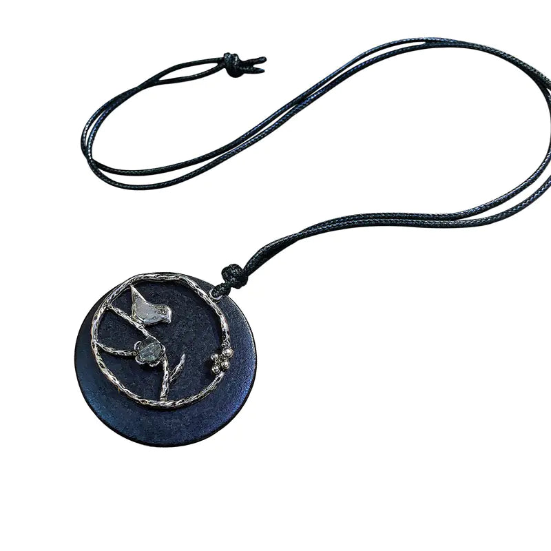 Vintage Style Long Sweater Necklace with Bird Pendant