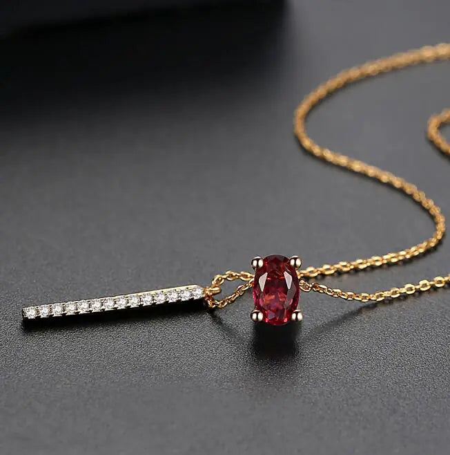 Red Diamond Necklace, Moonstone Necklace, Copper Inlay