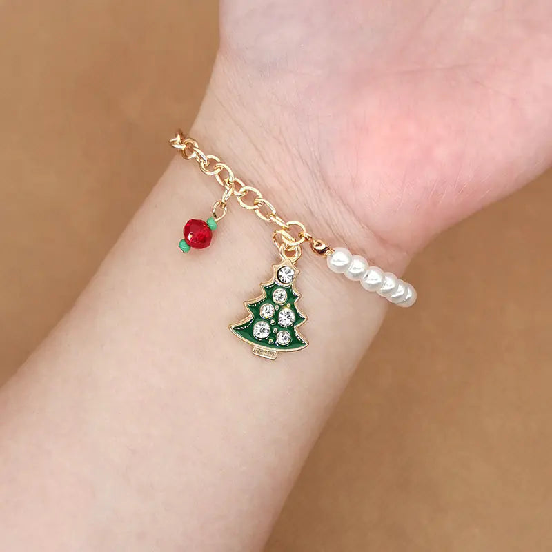 Elk Snowflake Christmas Bell Bracelet