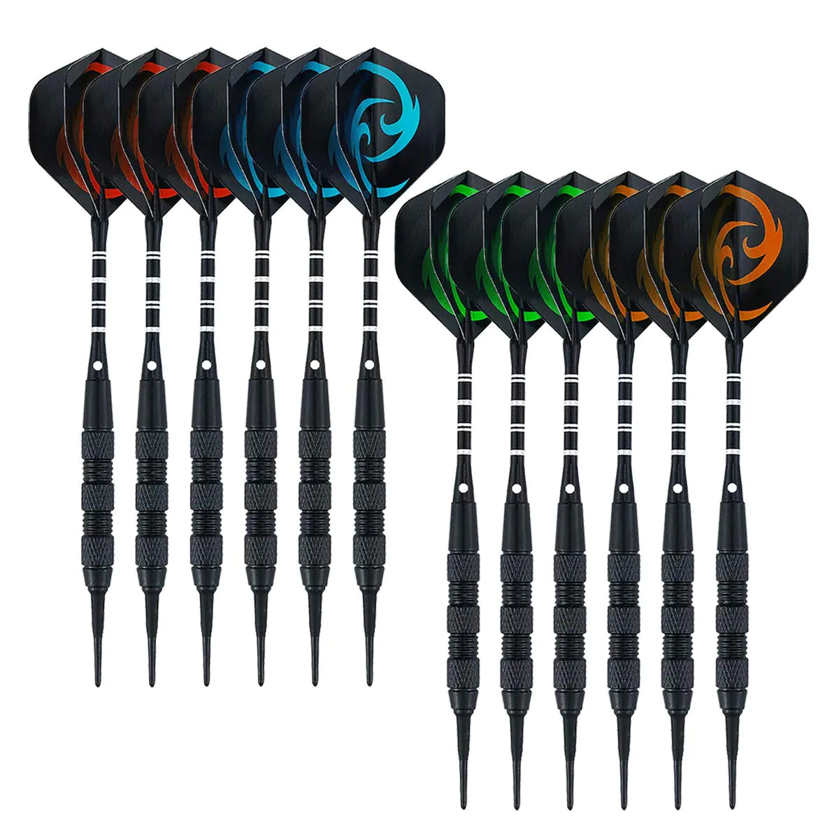 Wolftop 12 Pack Soft Tip Darts 18 Grams - Professional Darts Plastic Tip Set for Electronic Dart Board - Aluminum Shafts Standard Dart Flights and Extra Dart Tips