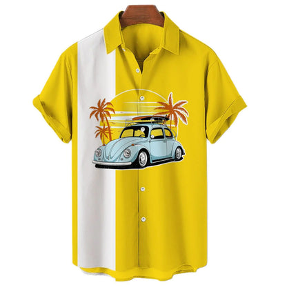 Men's Loose Fit 3D Hawaiian Print Short Sleeve Shirt