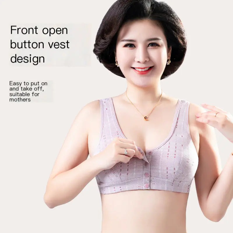 Plus Size Front Closure Wireless Bra for Women