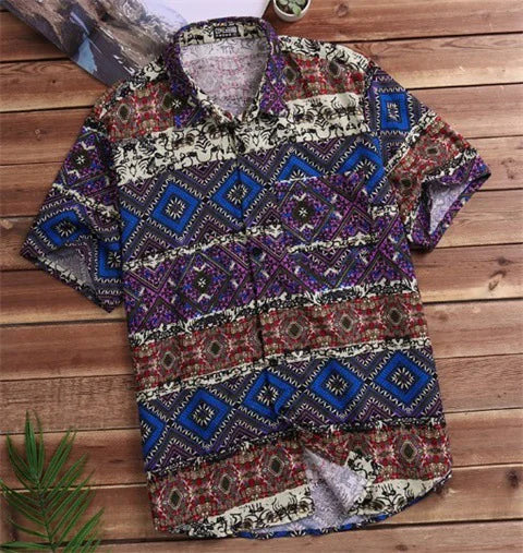 Men's Hawaiian Floral Shirt for Beach Vacation Wear