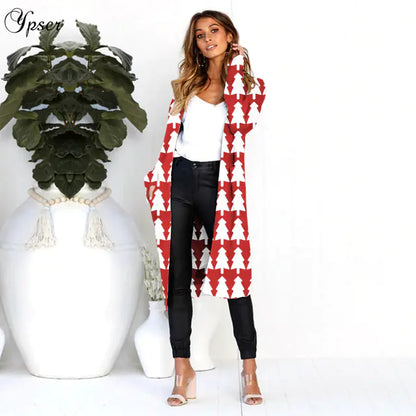 Leopard Print Long Cardigan for Women - Holiday Sweater