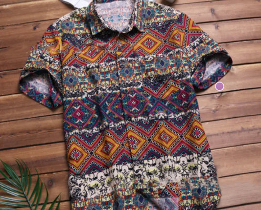 Men's Hawaiian Floral Shirt for Beach Vacation Wear