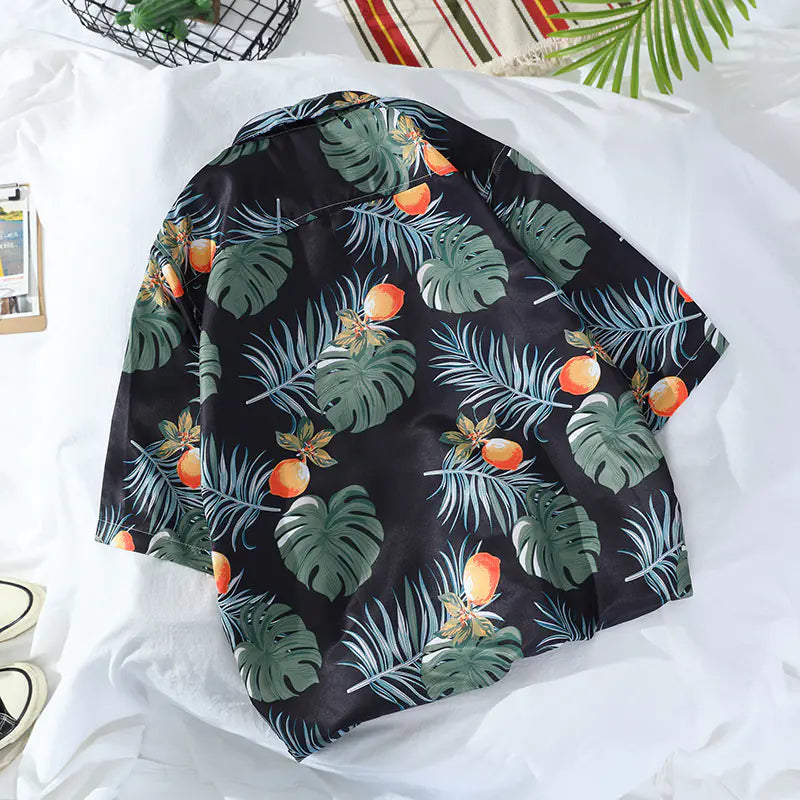 Men's Vintage Hawaiian Floral Beach Shirt (Loose Fit)