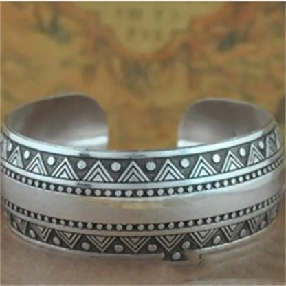 Vintage Miao Silver Carved Bracelet for Women
