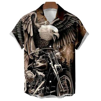Men's Loose Fit 3D Hawaiian Print Short Sleeve Shirt