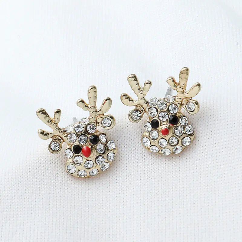 Christmas Jewelry Set: Earrings, Reindeer Studs, Tree