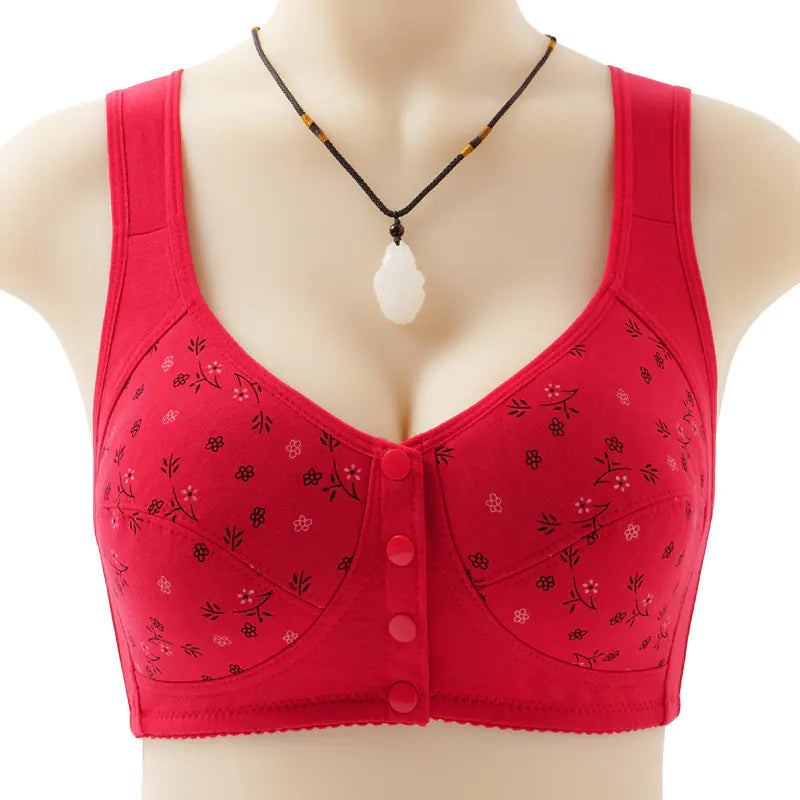 New Print Front Closure Women's Soft Cotton Bra