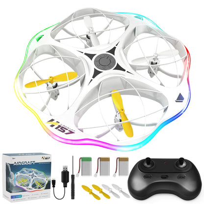 Mini Drone for Kids RC Drones with Runing LED for Beginner Dual Flight Mode and 3 Batteries 3D Flip and Propeller Full Protect Easy to fly Kids Toys