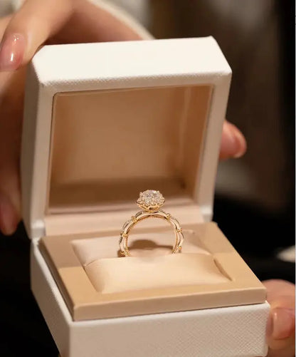 18k Plated Moissanite Diamond Ring with Floral Design