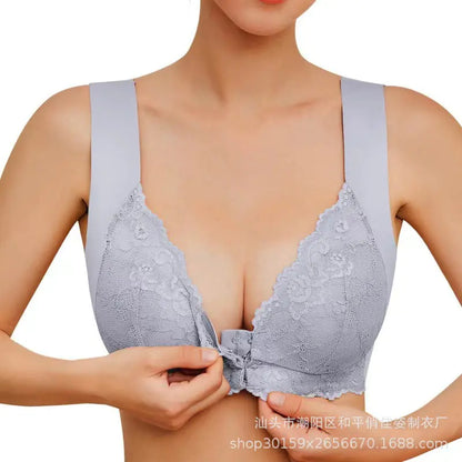 Lace Wireless Bra for Women - Plus Size Front Closure