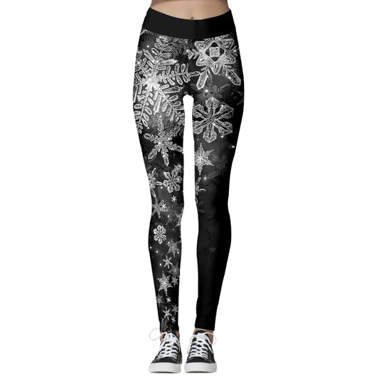 Christmas Snowflake Print Yoga Pants for Fitness