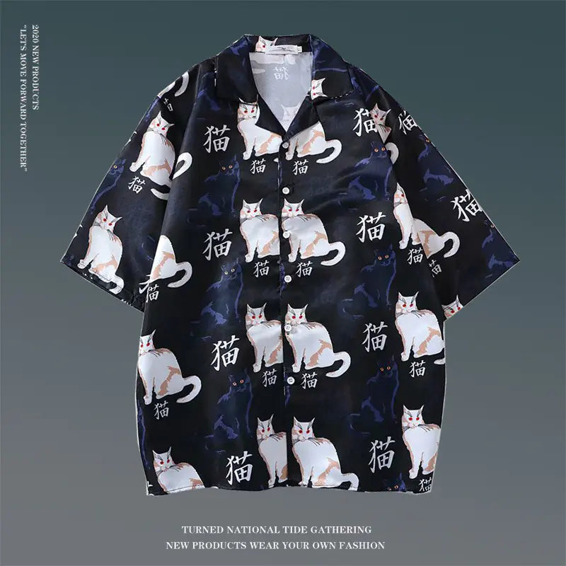 Men's Vintage Hawaiian Floral Beach Shirt (Loose Fit)