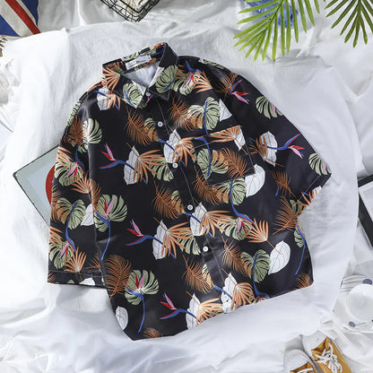 Men's Vintage Hawaiian Floral Beach Shirt (Loose Fit)