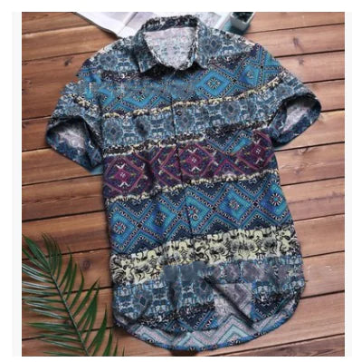 Men's Hawaiian Floral Shirt for Beach Vacation Wear