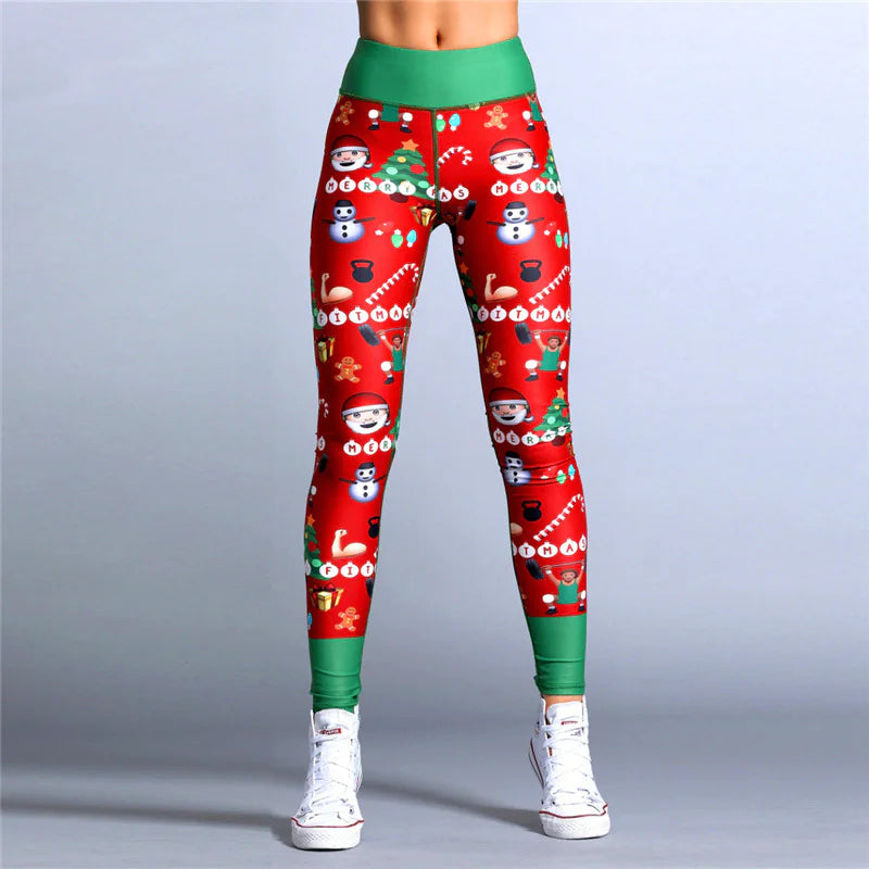 Christmas Snowflake Print Yoga Pants for Fitness