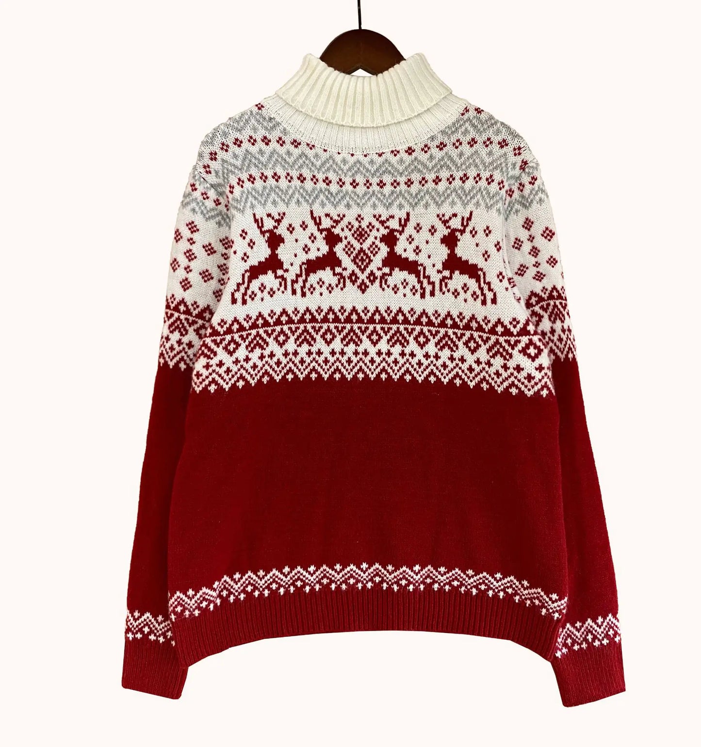 Couple's Loose High Neck Long Sleeve Christmas Sweater