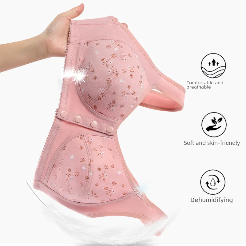 New Print Front Closure Women's Soft Cotton Bra