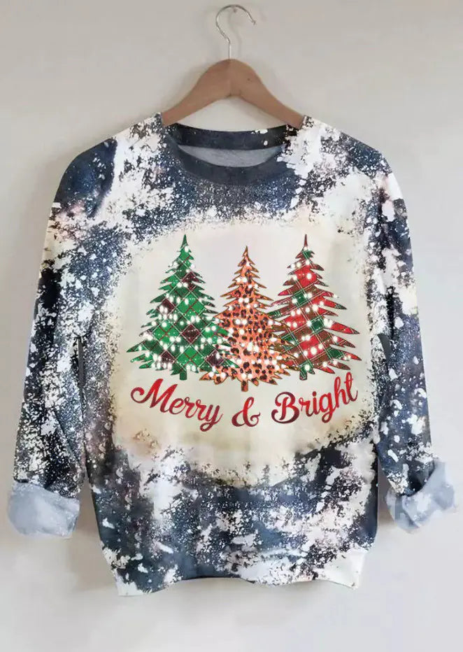 Christmas Tree Print Long-sleeve Women's Top