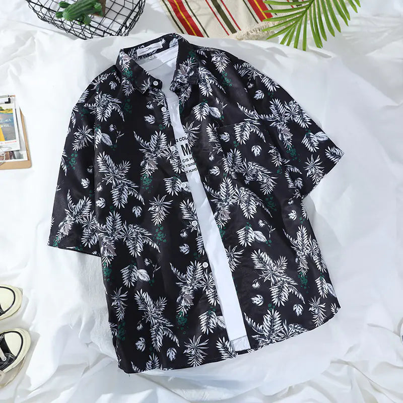 Men's Vintage Hawaiian Floral Beach Shirt (Loose Fit)