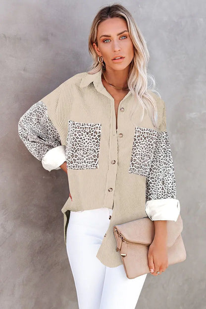 Leopard Print Loose Long Sleeve Jacket for Women