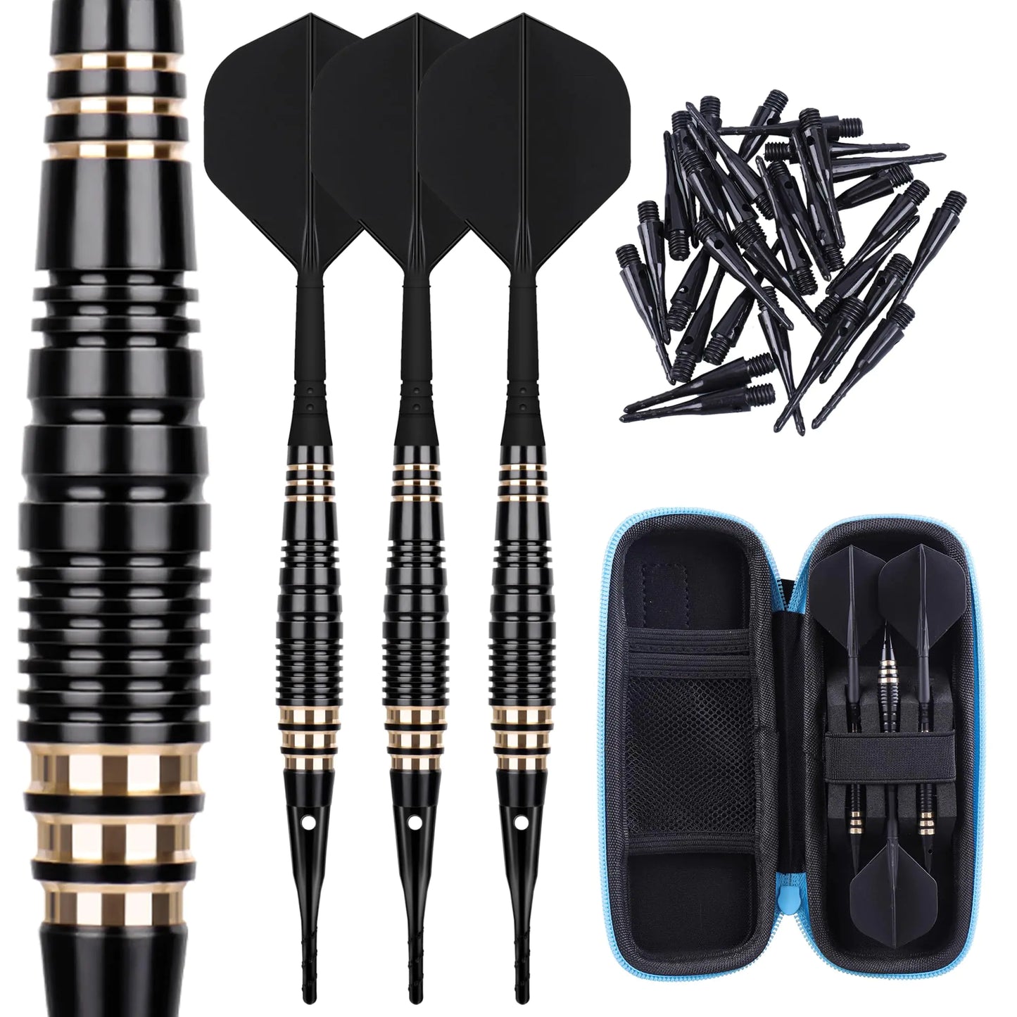 CyeeLife Professional Soft Tip Darts Set 18 Grams with 30 Extra Dart Tips and Gift storage boxDarts Plastic Tip