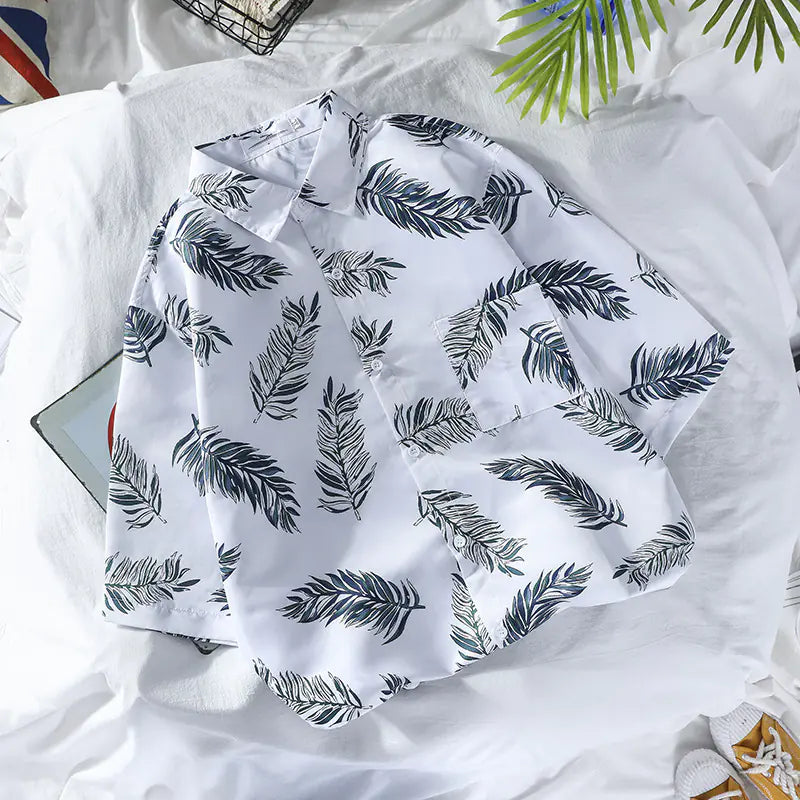 Men's Vintage Hawaiian Floral Beach Shirt (Loose Fit)