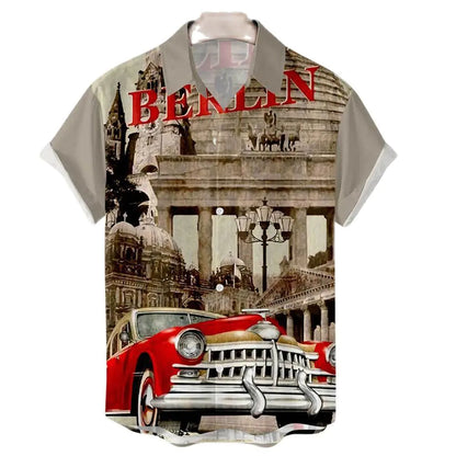 Men's Loose Fit 3D Hawaiian Print Short Sleeve Shirt