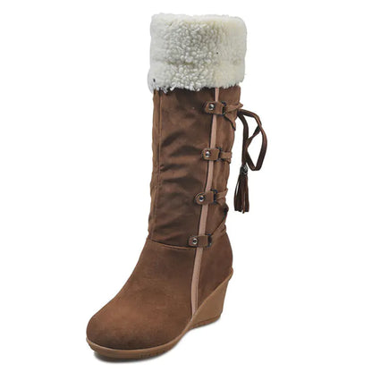 Plus Size Suede High-Top Boots with Fringe 40-43