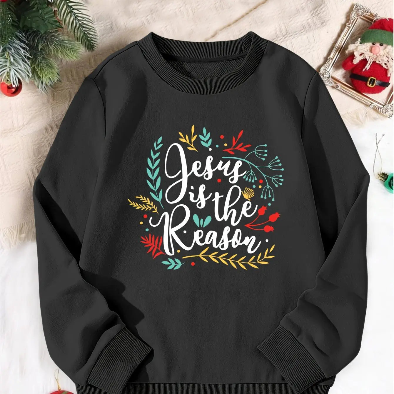 Christmas Printed Girls' Sports Sweater