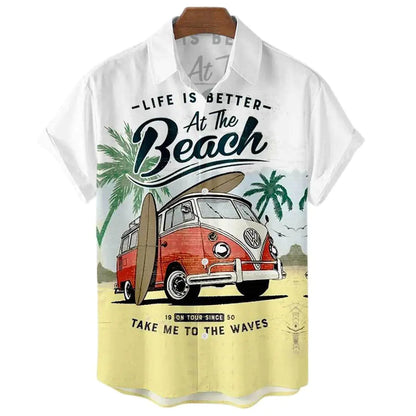 Men's Loose Fit 3D Hawaiian Print Short Sleeve Shirt