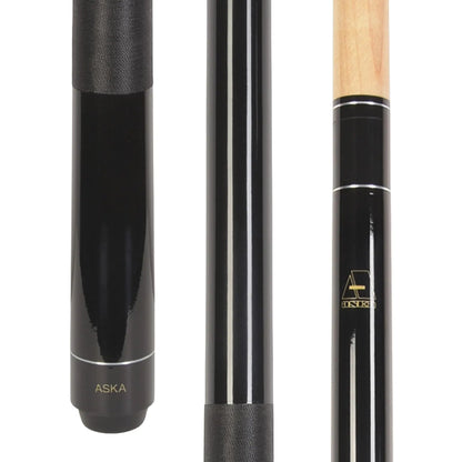 ASKA Pool Cue Stick 58" Maple Shaft 5/16x18 Joint 13mm Leather Tip LEC (Black 19-Ounce)