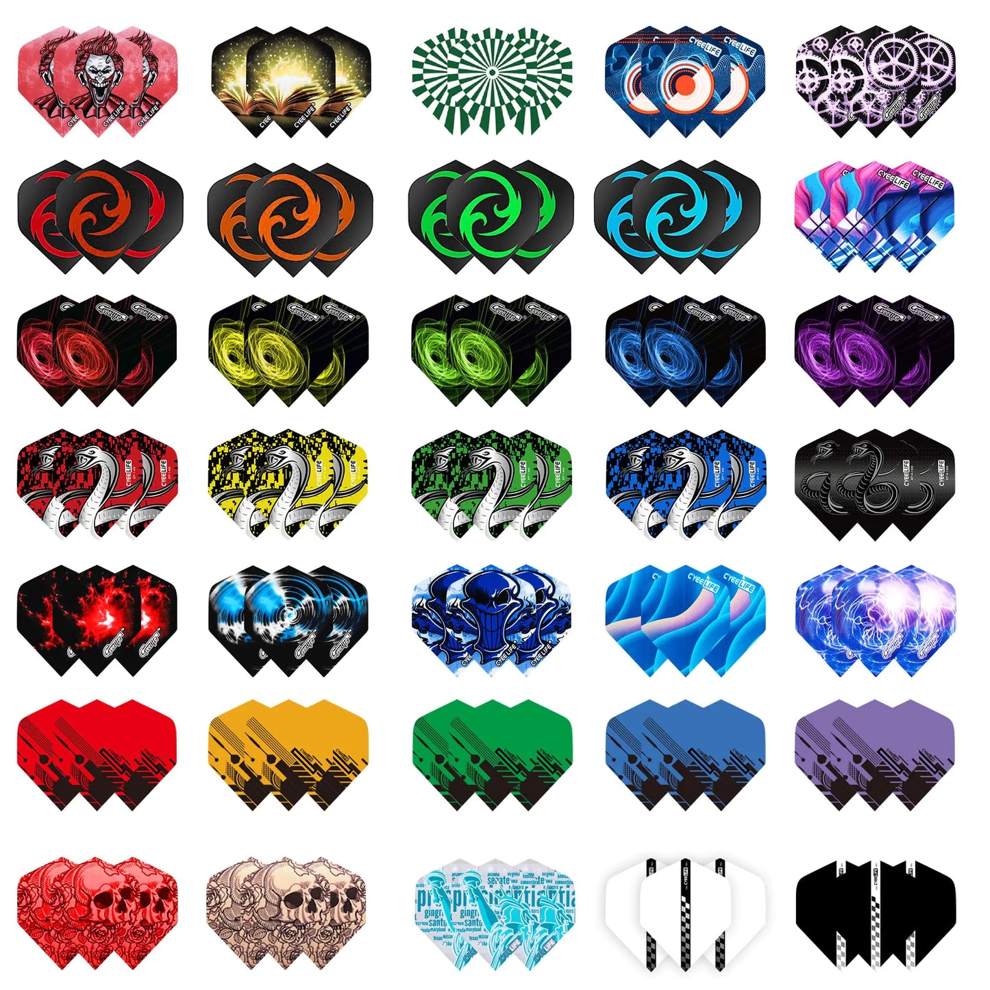 CyeeLife Dart Flights105 Stück PET Standard Flights für Darts Perfekte für Soft und Steel Tip DartpfeileDarts Zubehör Set