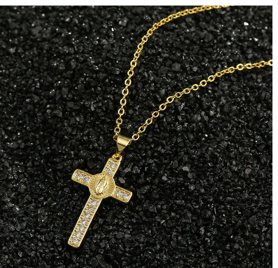 Cross Religious Accessories with Virgin Mary Pendant Necklace