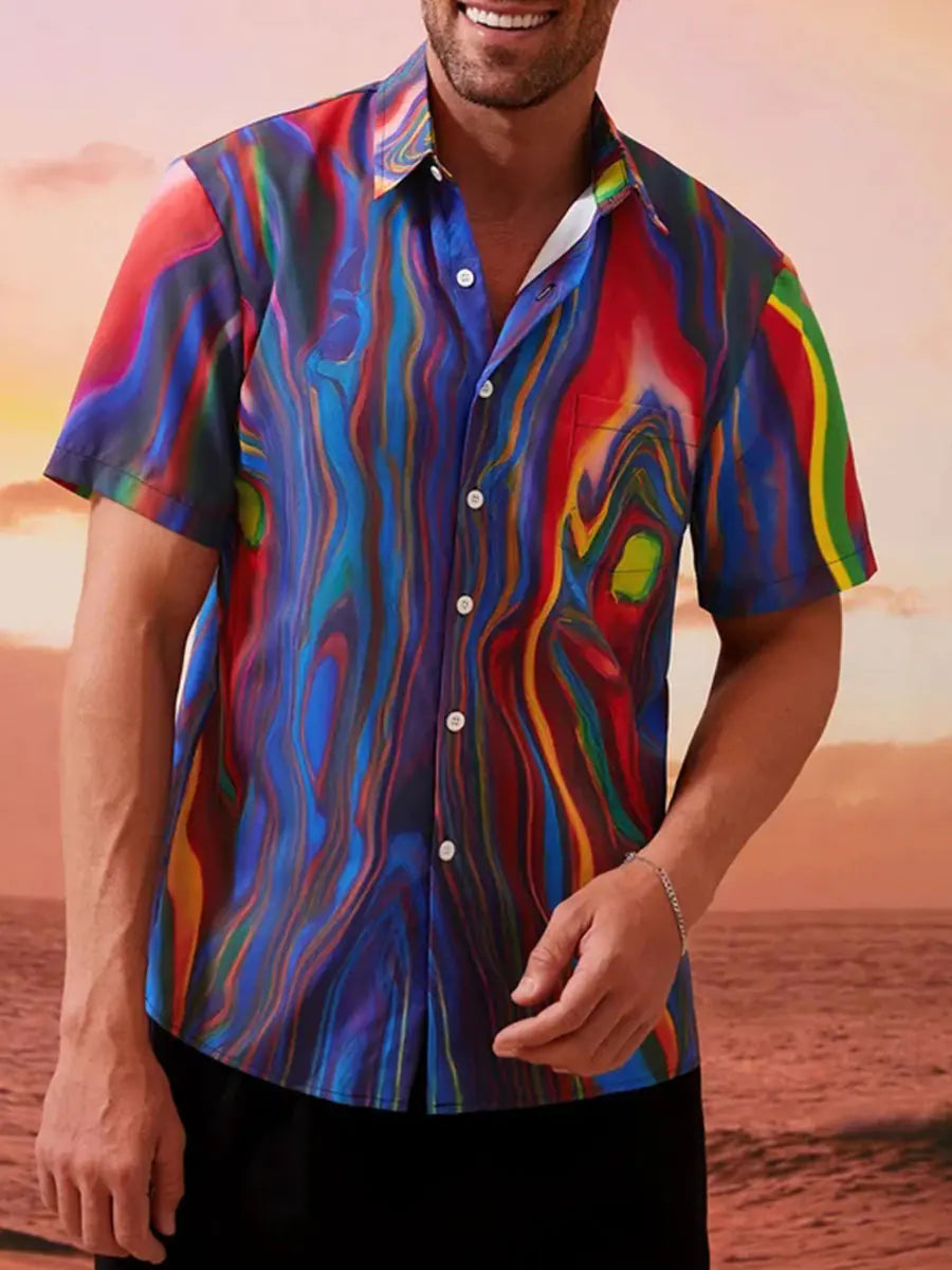 2023 Men's Hawaiian 3D Print Casual Short Sleeve Shirt