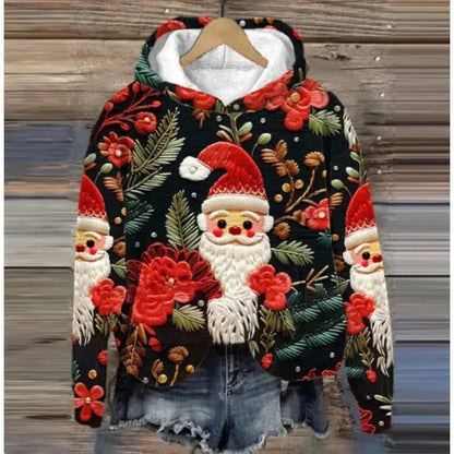 Christmas Holiday Casual Hooded Sweater Print