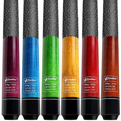 CUEBAR Pool Cues Set of 6 58" 2-Piece Billiard Cue Sticks Pool Sticks 18 19 20 21 Oz House Bar Pool Table Stick for Men Women