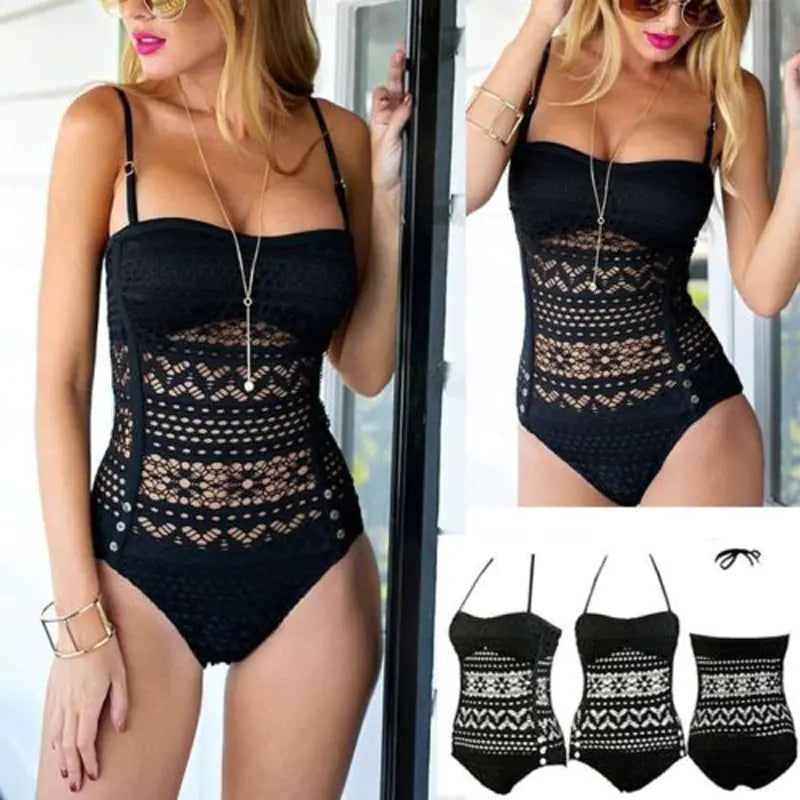 Plus Size Women's Lace One-Piece Swimsuit (Bikini)