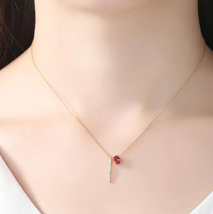 Red Diamond Necklace, Moonstone Necklace, Copper Inlay