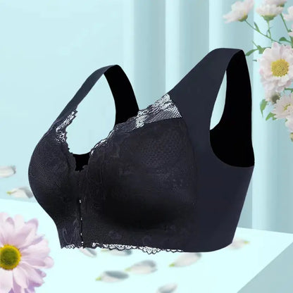 Lace Wireless Bra for Women - Plus Size Front Closure