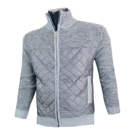 Thickened Knit Cardigan with Zipper and Stand Collar