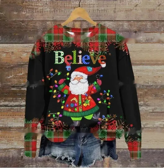Funny Print Christmas Holiday Sweater for Women