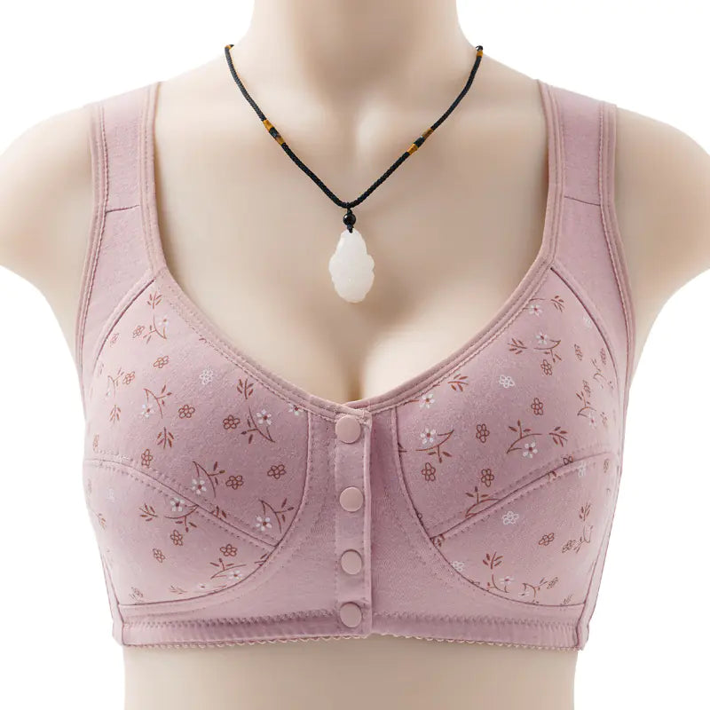 New Print Front Closure Women's Soft Cotton Bra