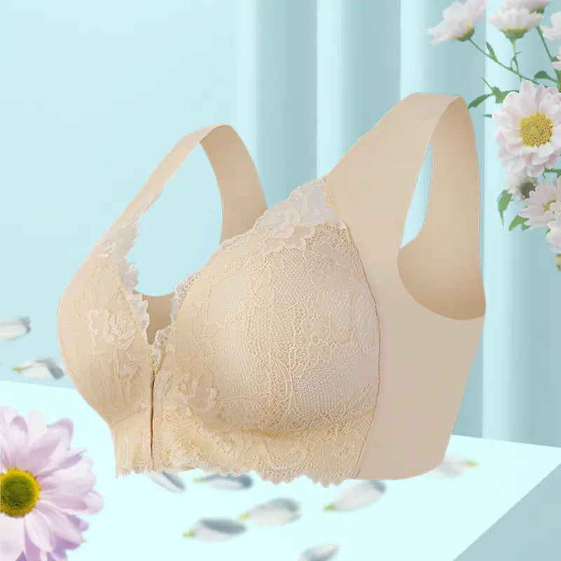 Lace Wireless Bra for Women - Plus Size Front Closure