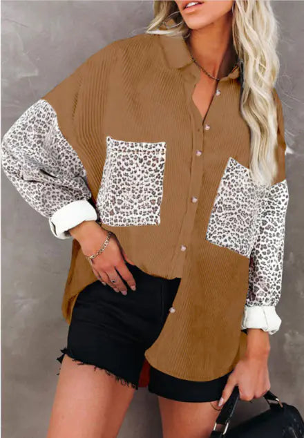 Leopard Print Loose Long Sleeve Jacket for Women