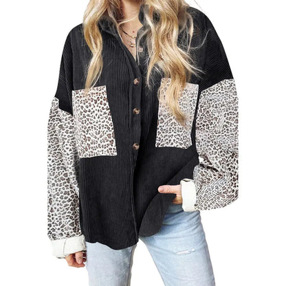 Leopard Print Loose Long Sleeve Jacket for Women